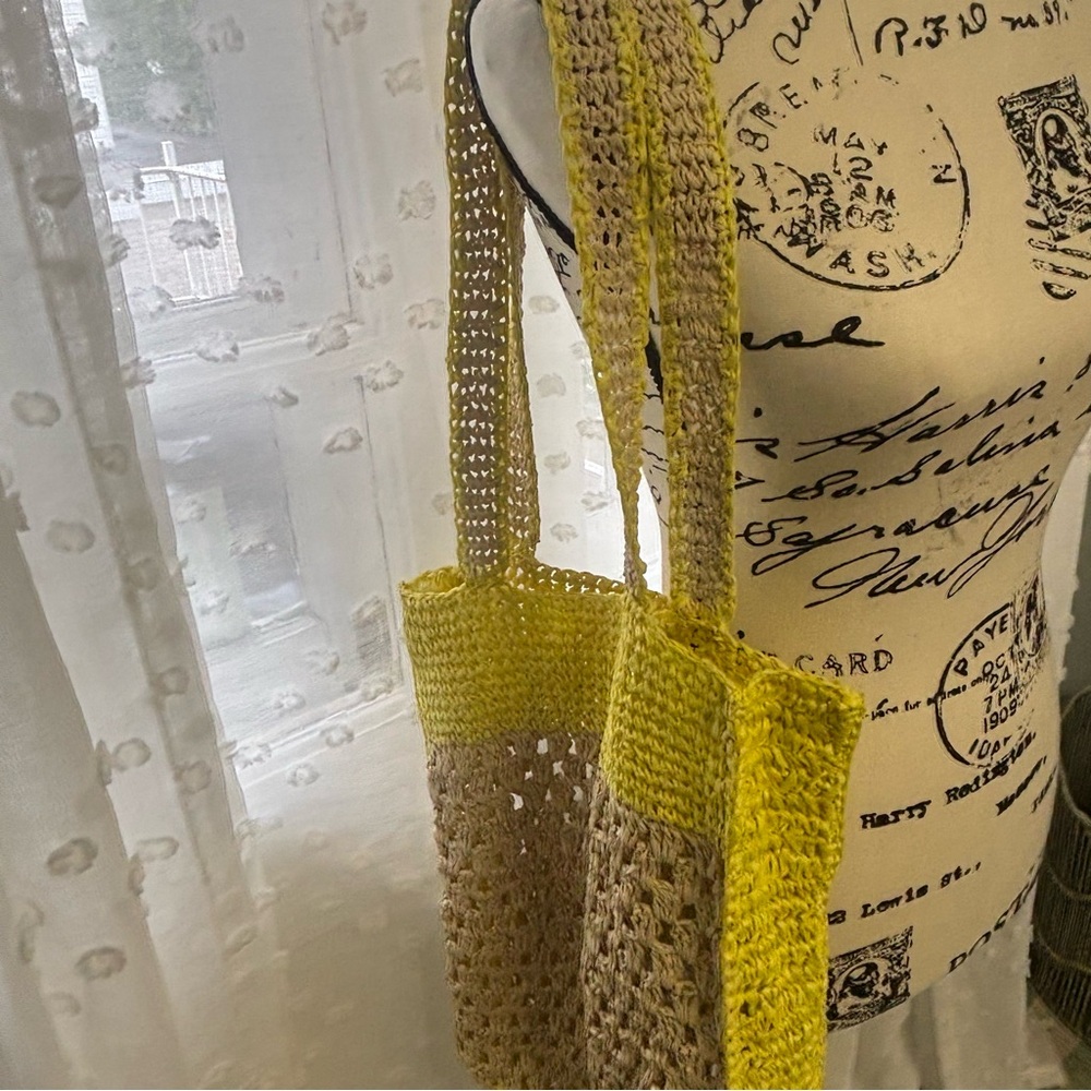 Zara Yellow and Tan Crochet Tote